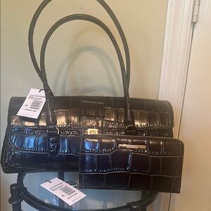 Brahmin Dayan Maycha Green Baize leather bag w/Matching Suri Wallet